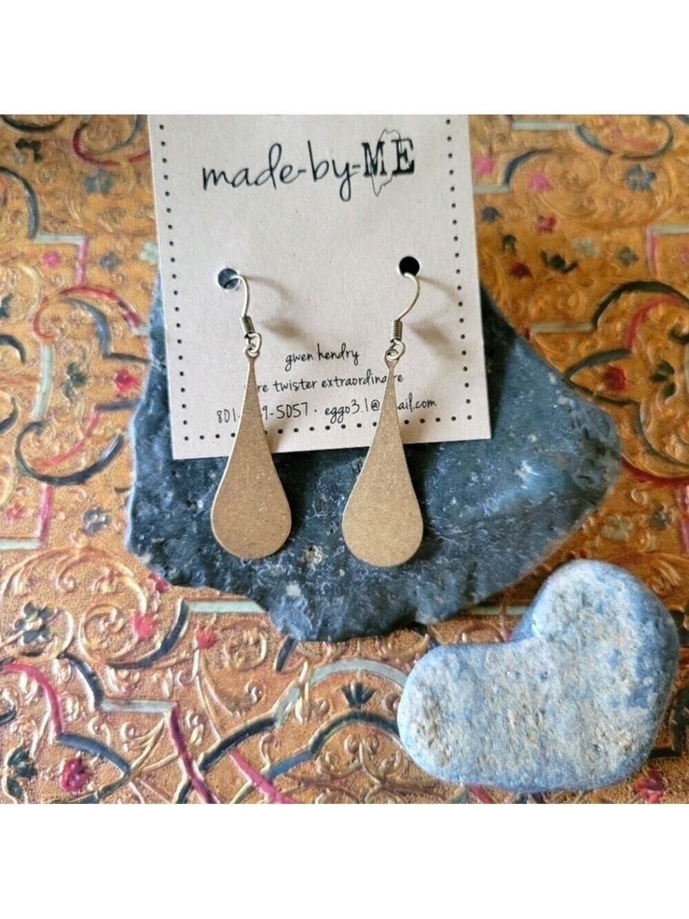 100% Matte Gold  Brass Teardrop Shape Earrings NWT